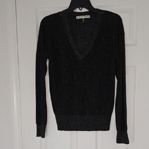 Trina Turk Black Shimmer V-Neck Sweater